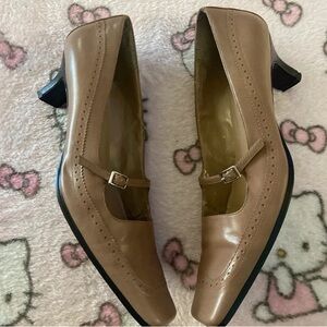 Elegant Tan Women's Mary Jane Heels